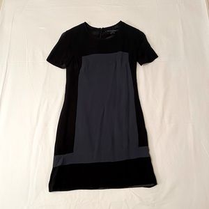 French Connection Black & Green Color Block Dress